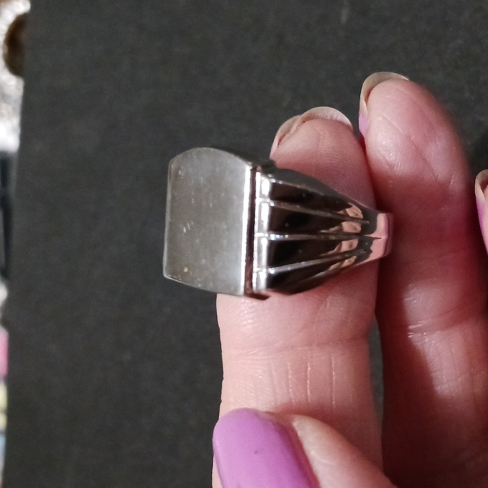 Men's Solid Sterling Initial Ring - image 1